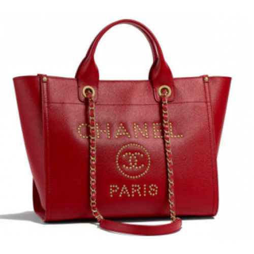 Ceas Chanel din piele de vițel granulată, cu nuanță aurie, A57069, Burgundy