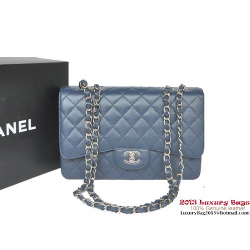 Geantă Chanel Jumbo A36076 Albastră cu modele clasice Cannage