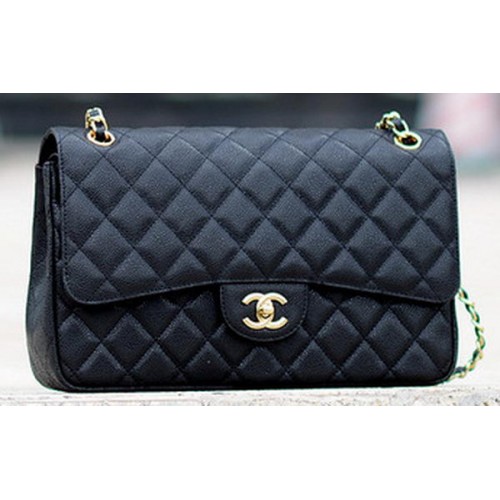 Geantă Chanel Jumbo Classic Black Cannage Pattern Flap A58600 Gold