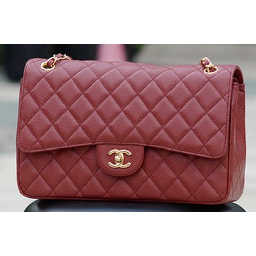 Geantă Chanel Jumbo Classic Burgundy Cannage cu clapă A58600 Auriu