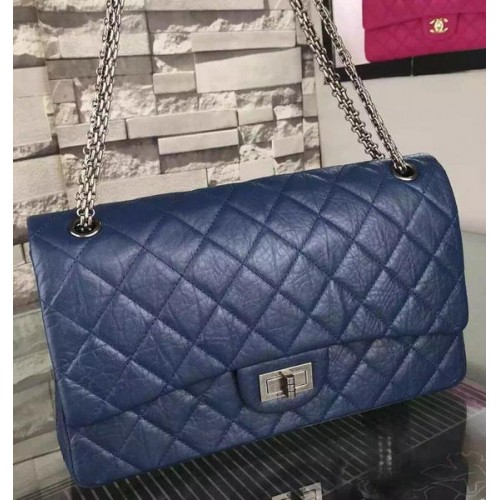 Geantă Chanel Jumbo Classic Flap neagră, piele de vițel originală CHA6212 albastră