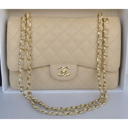 Geantă Chanel Jumbo Double Flaps, model Apricot Cannage A36097, auriu