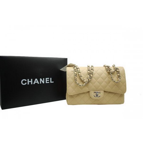 Geantă Chanel Jumbo Double Flaps, culoarea caisă, piele originală Caviar A36097, argintie
