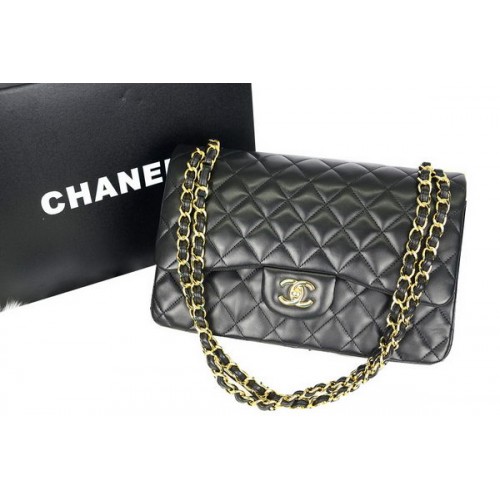 Geantă Chanel Jumbo Double Flaps neagră din piele originală A36097 aurie