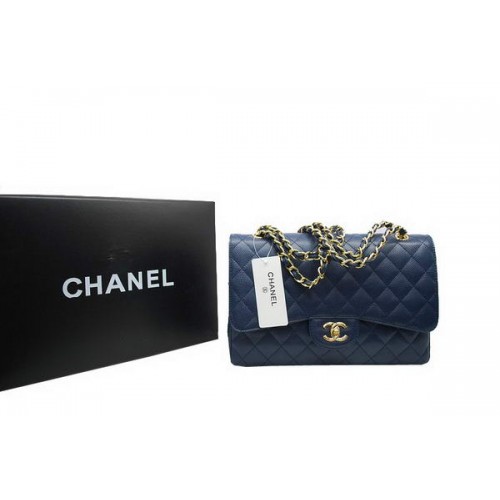 Geantă Chanel Jumbo Double Flaps Royalblue Original Caviar Leather A36097 Gold