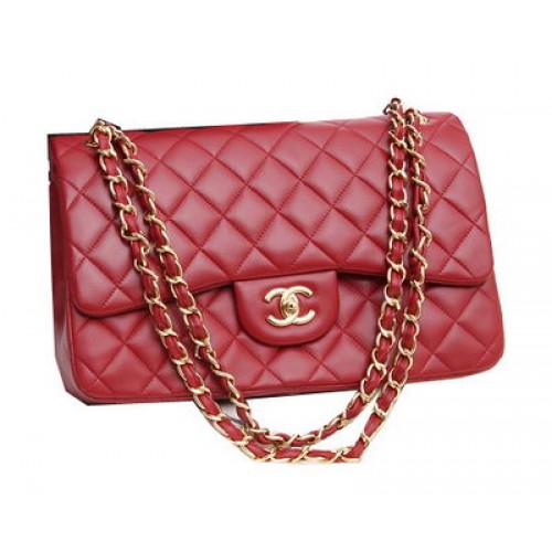 Genți Chanel Jumbo Double Flaps din piele de miel originală A36097 Burgundy