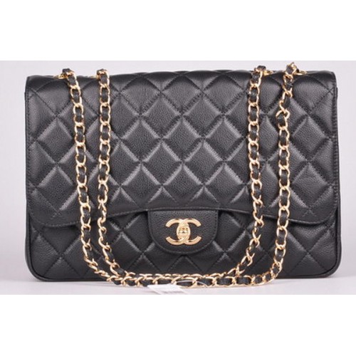 Geantă Chanel Jumbo Flap Black Cannage Pattern A28600 Gold