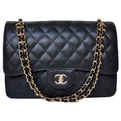 Geantă Chanel Jumbo Quilted Classic Flap Black Cannage Patterns A58600 Gold