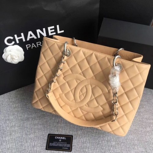 Chanel LE Boy Grand Shopping Tote Bag GST Caise Cannage Pattern A50995 Argintiu