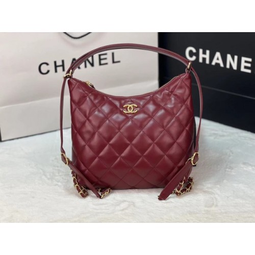 Rucsac Chanel din piele de miel AS3487 Burgundy