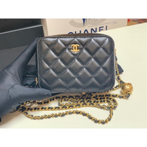 Geantă foto Chanel din piele de miel AS2463 neagră