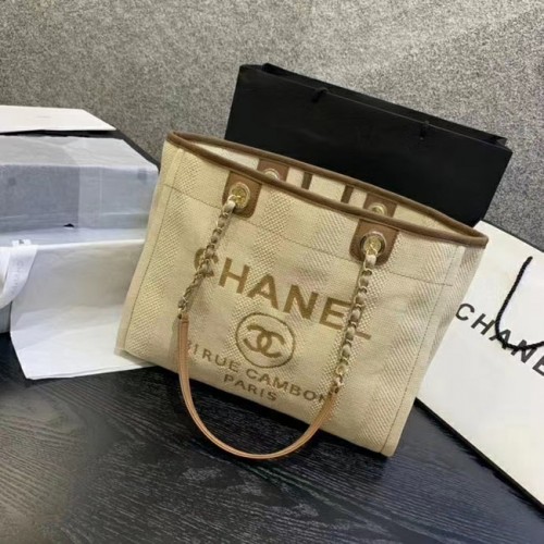 Geantă de umăr mare Chanel A67001 Crem