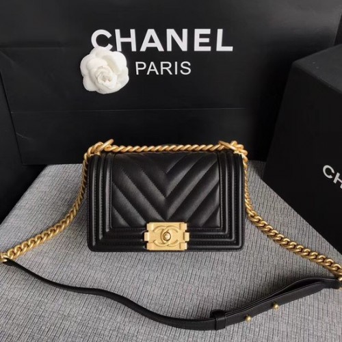 Geantă de umăr Chanel Le Boy Flap, piele de vițel originală A67085, cataramă aurie neagră