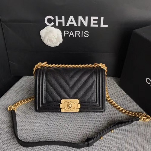 Geantă de umăr Chanel Le Boy Flap, piele originală Caviar P67085, cataramă aurie neagră