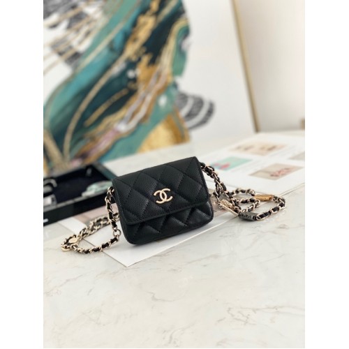 Chanel GEANTĂ MINI BELT DIN METAL AURIU 81161 NEGRU
