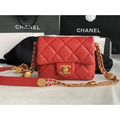 Chanel MINI FLAP BOX AS3368 Burgundy
