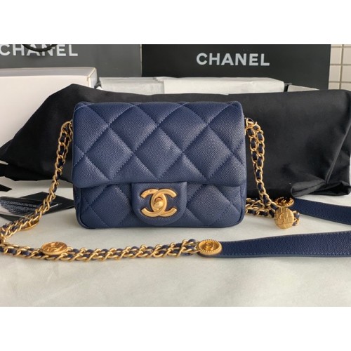 Chanel MINI FLAP BOX AS3368 Albastru regal