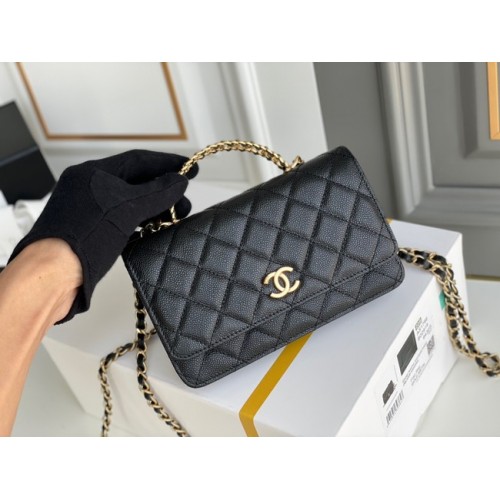 Chanel MINI GEANTĂ CU CLUTCH ȘI LANȚ Metal auriu 22SS negru