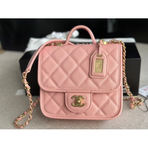 Chanel MINI GEANTĂ CU CLAPETĂ ȘI MÂNER SUPERIOR AS3652 roz