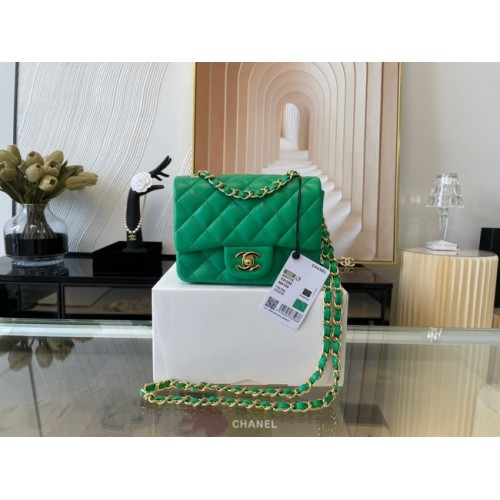 Geantă Chanel MINI Flap din piele de oaie originală 1115 verde