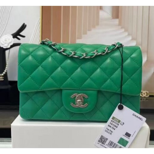 Geantă Chanel MINI Flap din piele de oaie originală 1116 Verde