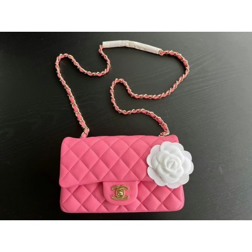 Geantă Chanel MINI Flap din piele de oaie originală 1116 prună