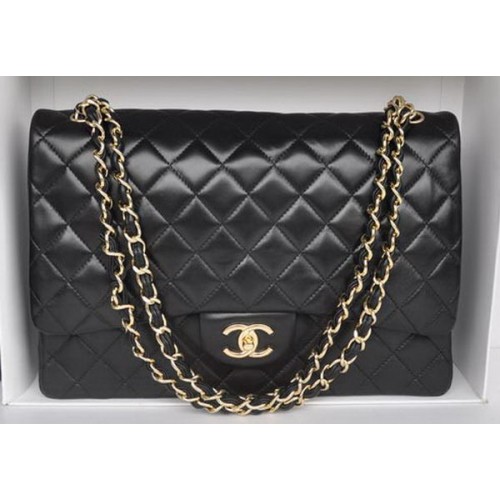 Geantă Chanel Maxi Classic A36098 Negru, piele de oaie, auriu