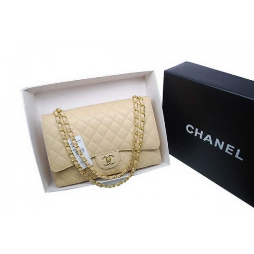 Geantă Chanel Maxi Double Flaps A36098 Apricot Original Caviar Leather Gold