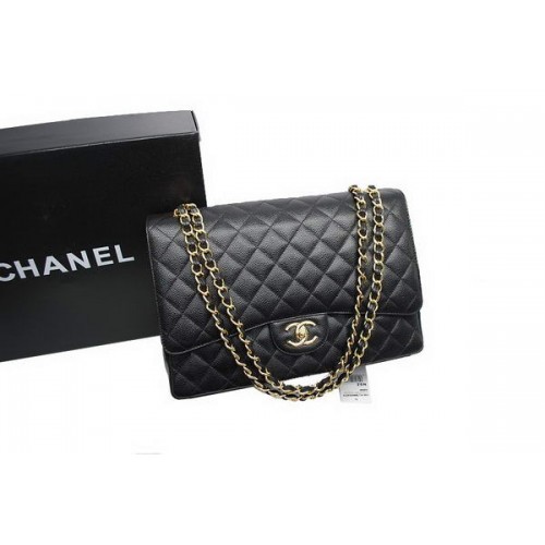 Geantă Chanel Maxi Double Flaps A36098 Negru Original Caviar Leather Gold
