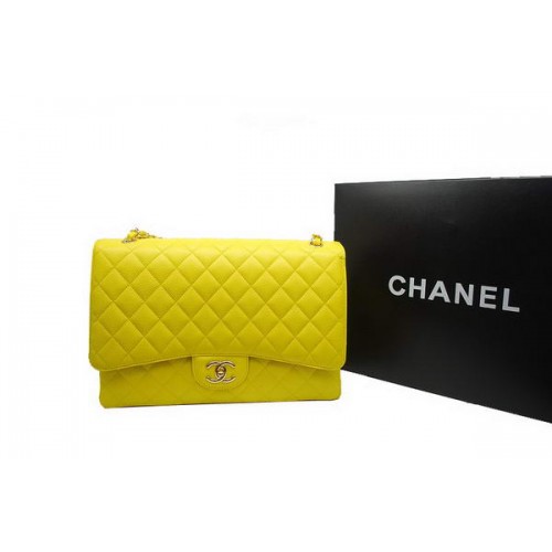 Geantă Chanel Maxi Double Flaps A36098 Lemon Original Caviar Leather Gold
