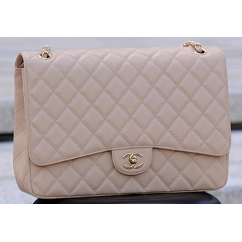 Geantă Chanel Maxi Quilted Classic Flap, model Apricot Cannage A58601, auriu
