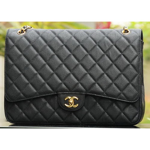 Geantă Chanel Maxi Quilted Classic Flap Black Cannage Patterns A58601 Gold