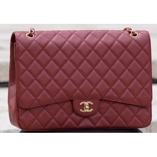 Geantă Chanel Maxi Quilted Classic Flap, model Cannage maro, A58601, auriu