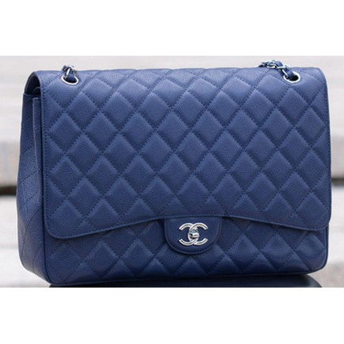 Geantă Chanel Maxi Quilted Classic Flap Model Royal Cannage A58601 Argintie