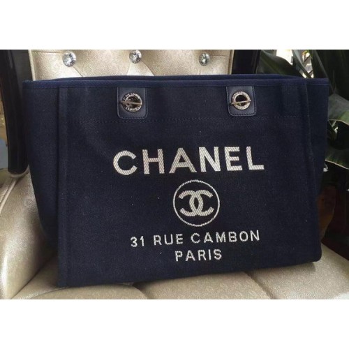 Geantă de cumpărături Chanel medie din pânză A1679M neagră