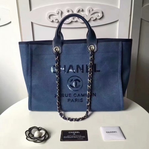 Geantă de cumpărături Chanel medie din pânză originală din piele 66941B