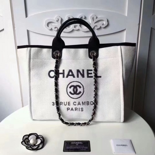 Geantă de cumpărături Chanel medie din pânză originală din piele 66941C