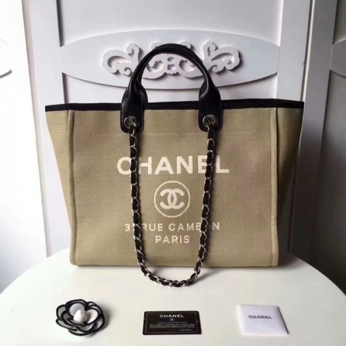 Geantă de cumpărături Chanel medie din pânză originală din piele 66941I