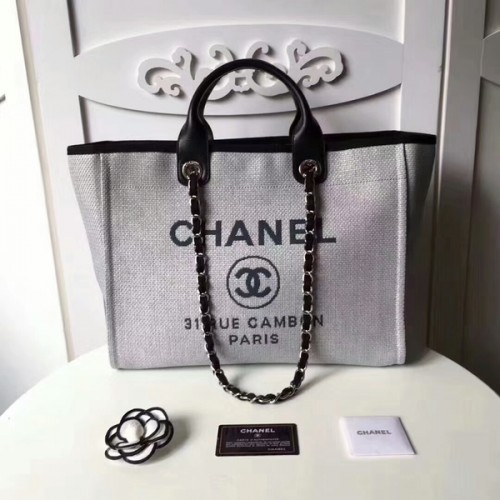Geantă de cumpărături Chanel medie din pânză originală din piele 66941J