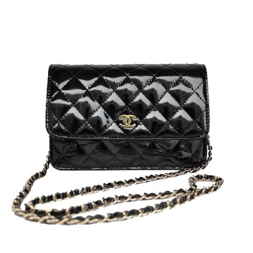 Geantă Chanel Mini Flap A33814 Negru Lac Auriu