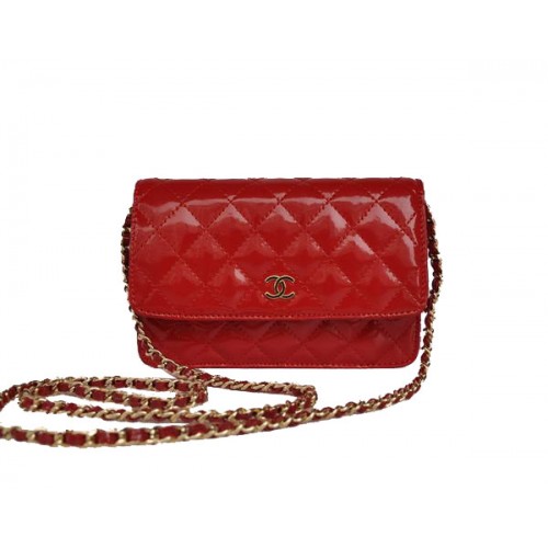 Geantă Chanel Mini Flap A33814 Roșu Lac Auriu