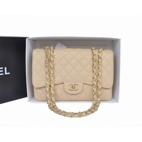Geantă Chanel Original Apricot Caviar din piele cu clapă A28600 aurie