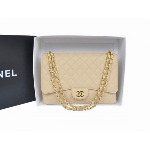 Geantă Chanel Original Apricot Caviar din piele Jumbo Flap A47600 aurie