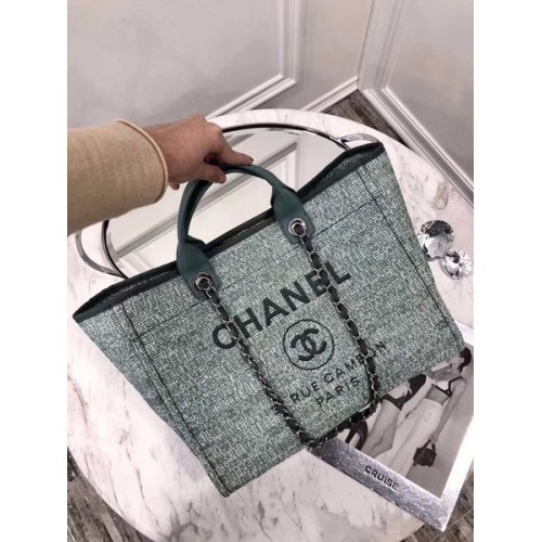 Geantă de cumpărături Chanel Original Canvas Leather Tote 92298 Verde