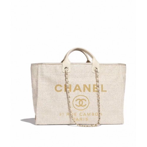 Geantă de cumpărături Chanel Original Canvas din piele 92298 Offwhite