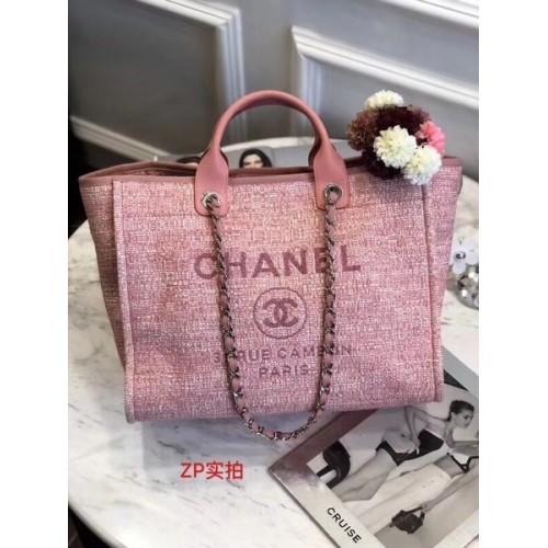 Geantă de cumpărături Chanel Original Canvas Leather Tote 92298 Roz