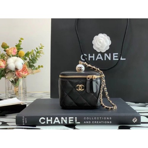 Geantă cosmetică Chanel Original Caviar din piele AP2195 Negru