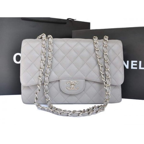 Geantă Chanel Original Caviar din piele cu clapă A28600 gri
