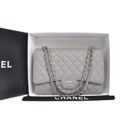 Geantă Chanel Original Caviar din piele Jumbo Flap A47600 gri
