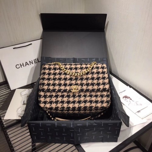 Genți Chanel Original Flap Houndstooth A3269 Negru și Bej